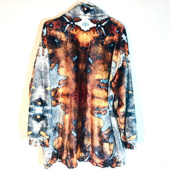 Tie Dye Silver Brown Zip Up Fleece Soft Velour Jacket Synchilla Size Extra Large - Picture 11 of 13